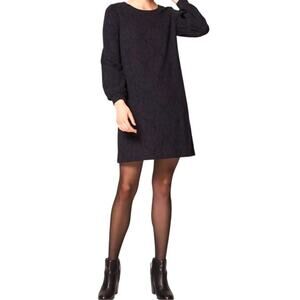 LOFT Medium‎ Dress Jacquard Long Sleeve Balloon Medallion Blue Knee-Length Party